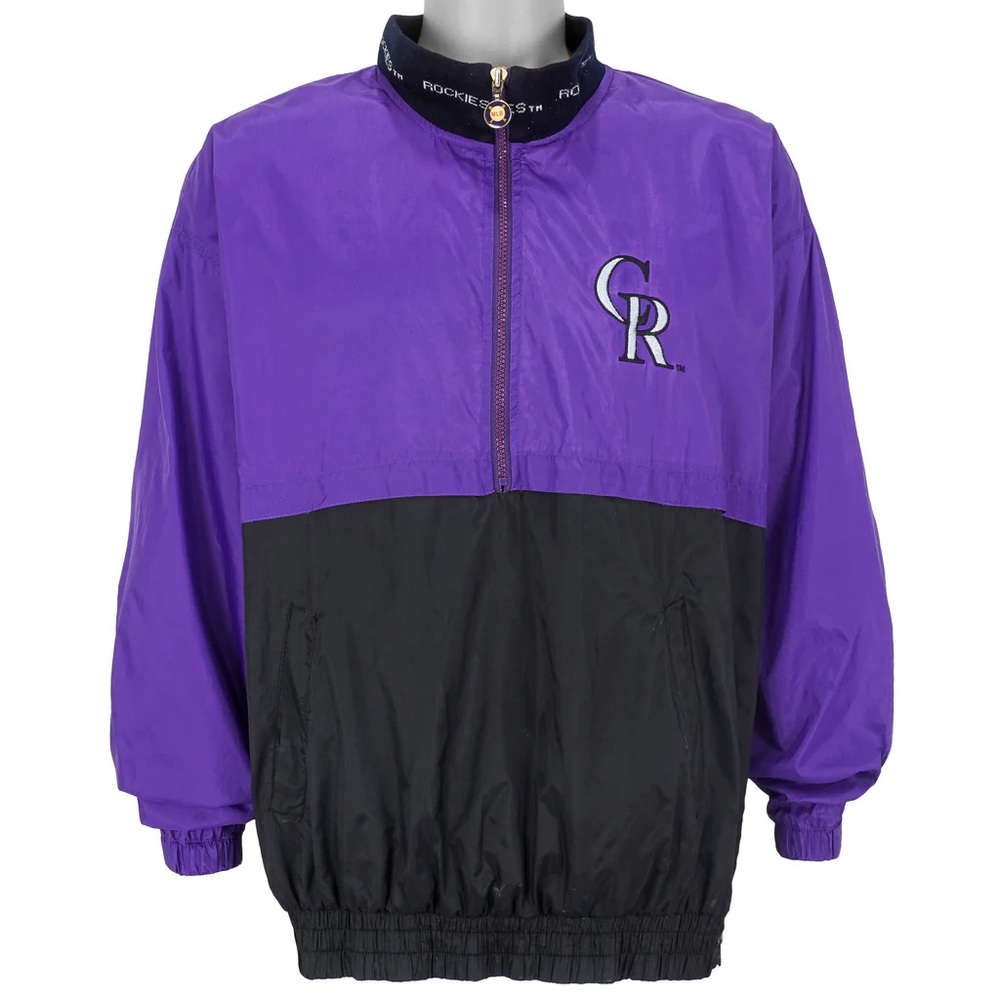 Vintage MLB Colorado Rockies 1/2 zip pullover jacket Genuine Merchandise Sz Lg